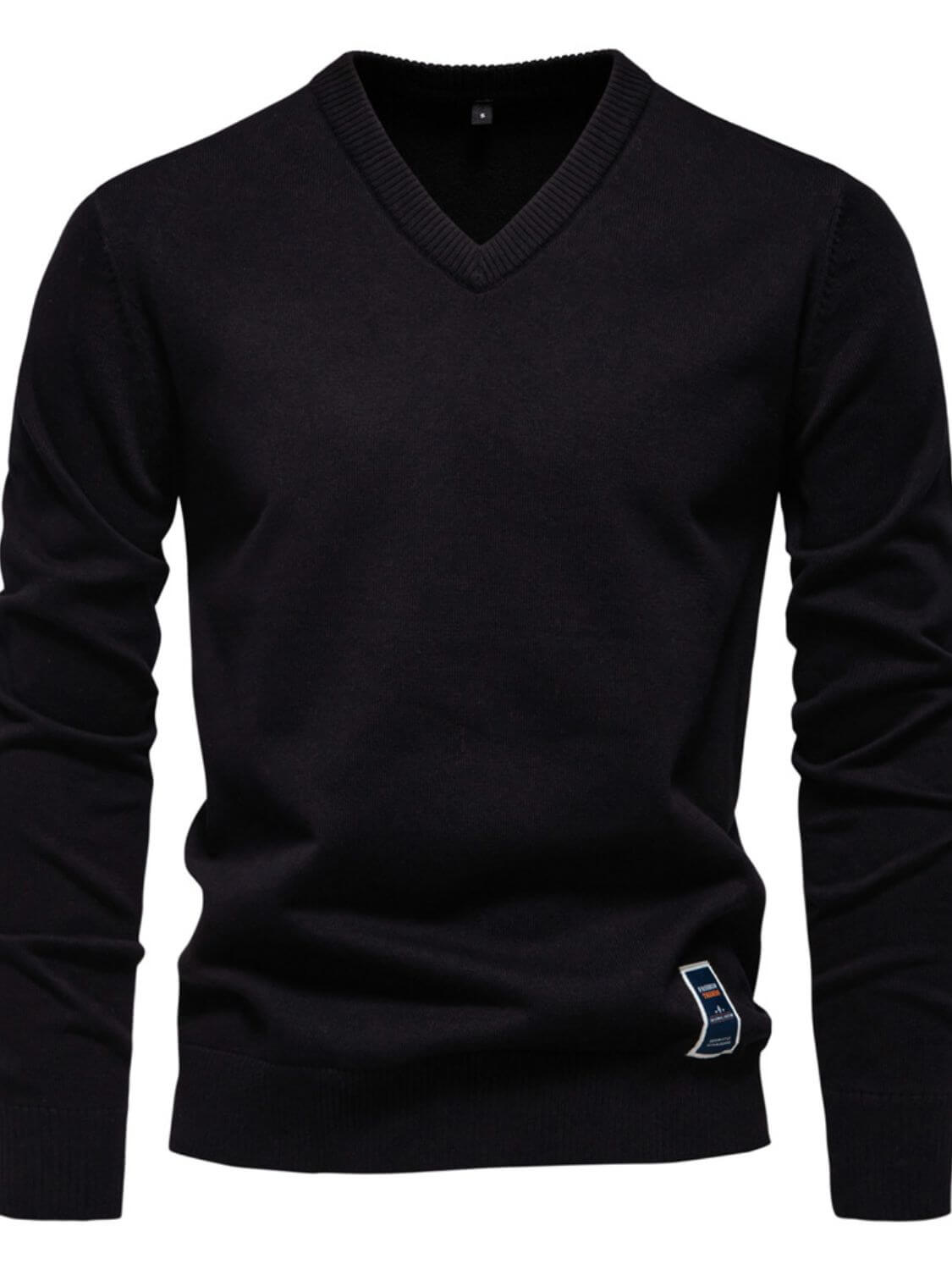 Men's Ribbed Hem V-Neck Long Sleeve Sweater Sweatshirts Luxurious Weddings