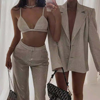Sparkling Instagram Glitter Suit 3piece set Women's Suits Luxurious Weddings