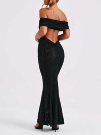 Devine Backless Lace Off-Shoulder Maxi Dress Ball Gown Luxurious Weddings