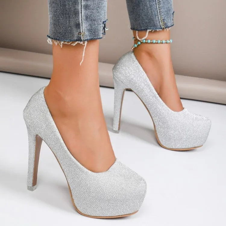 Round Toe Stiletto Pumps High heels Luxurious Weddings
