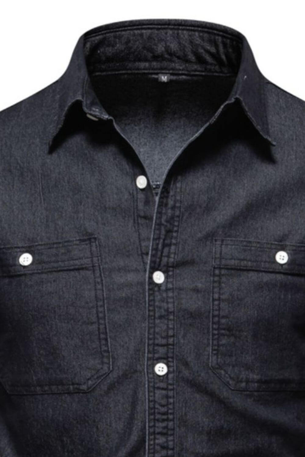 Men's Collared Neck Long Sleeve Denim Shirt Men's Shirts Luxurious Weddings