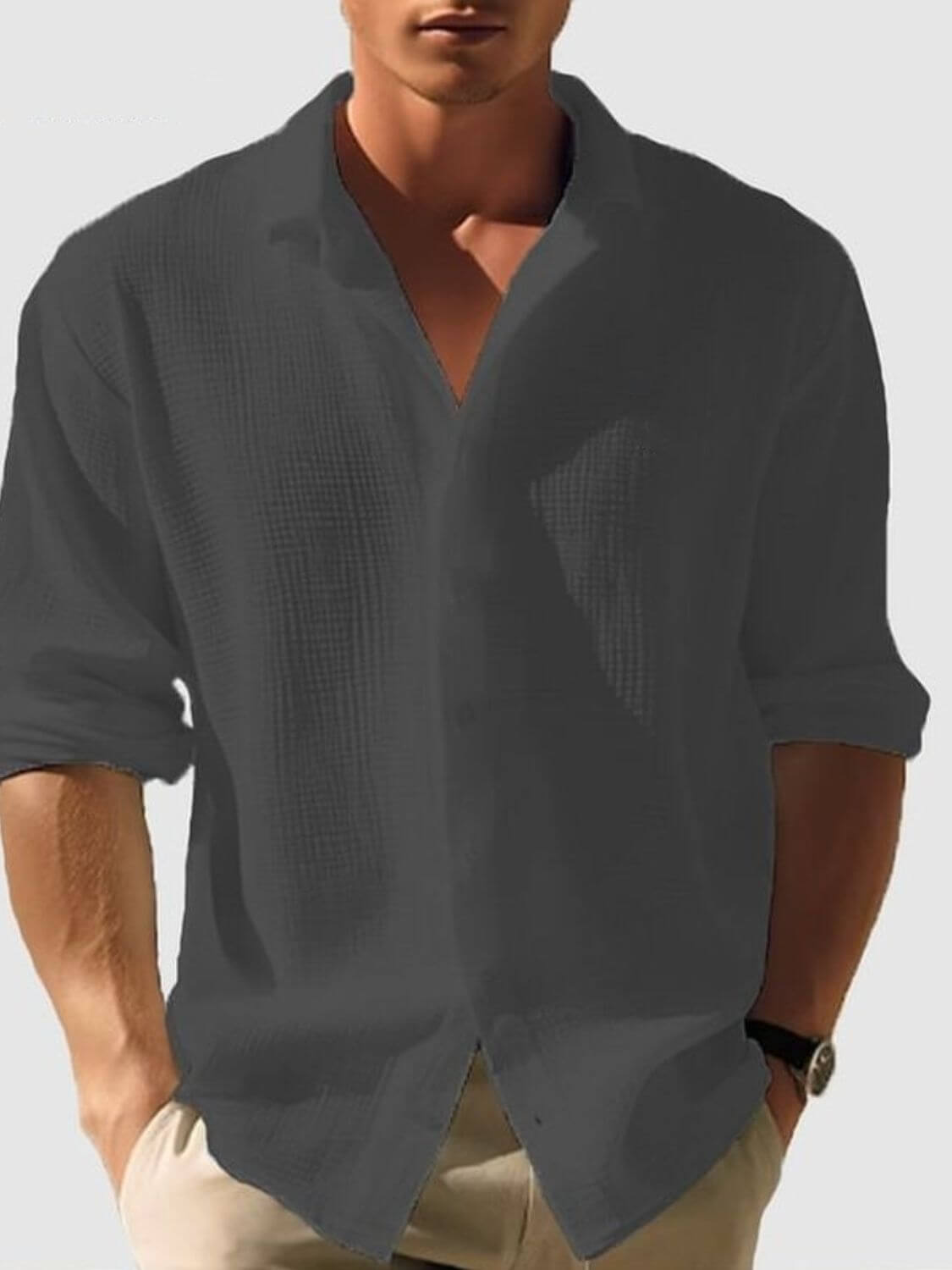 Men's Full Size Collared Neck Button Down Long Sleeve Shirt Plus Size shirts Luxurious Weddings