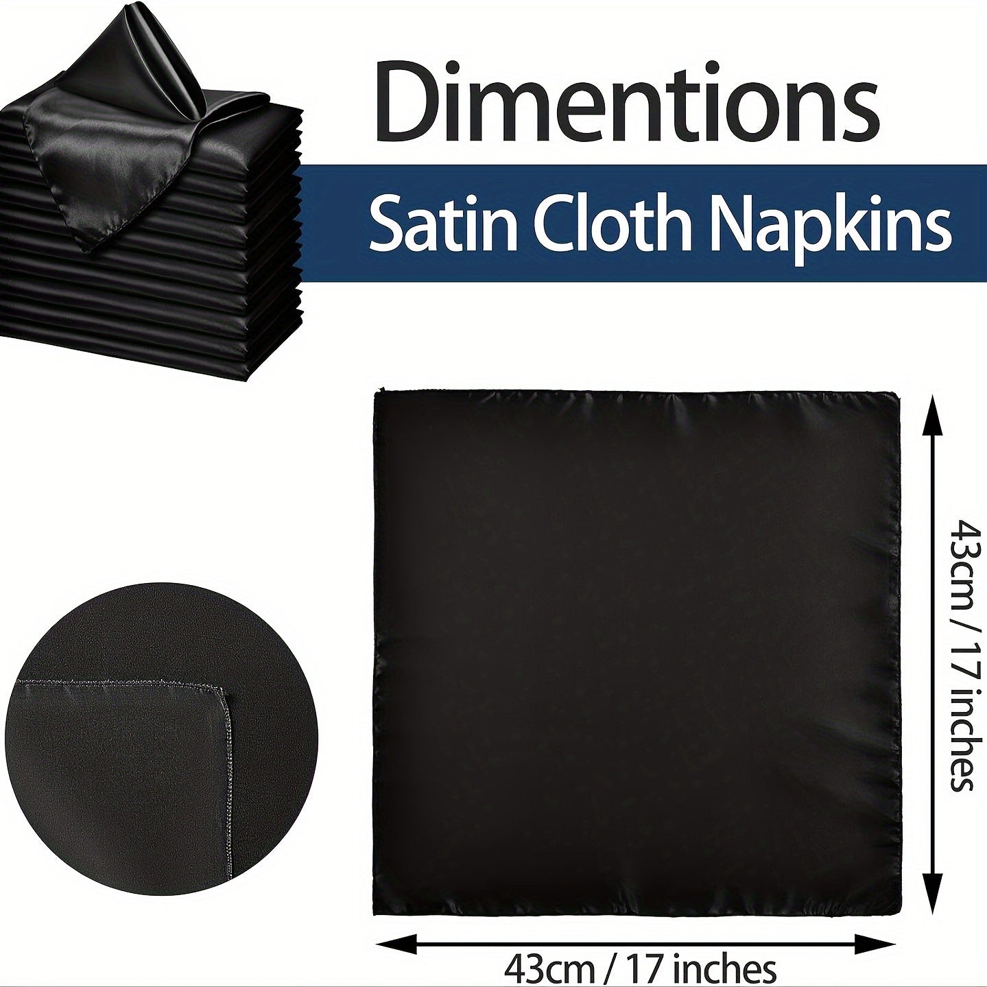 Coloured Satin Napkins - Set of 10 Napkins Luxurious Weddings