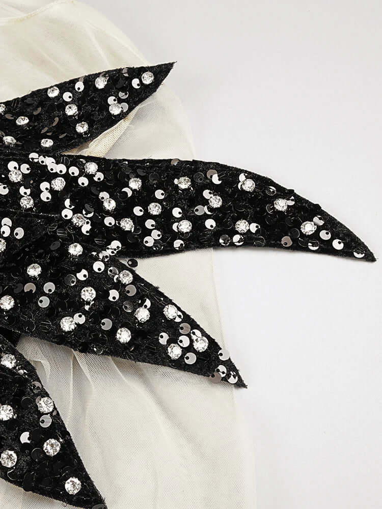 Sequins Velvet Mini Dresses Patchwork Long Sleeve Cocktail Black Dress Cocktail dress Luxurious Weddings