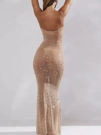 Rhinestone Spaghetti Strap Maxi Dress Dresses Luxurious Weddings