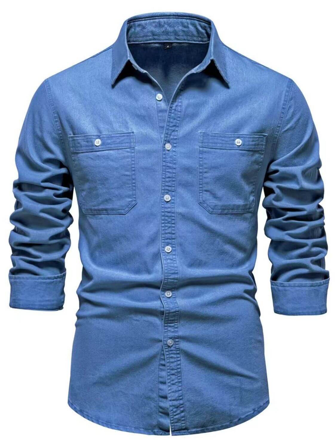 Men's Collared Neck Long Sleeve Denim Shirt Men's Shirts Luxurious Weddings