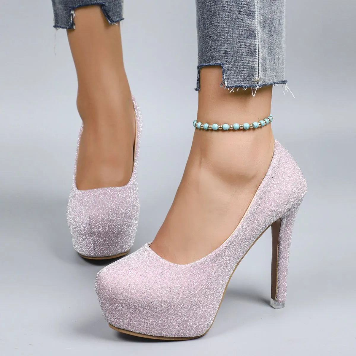 Round Toe Stiletto Pumps High heels Luxurious Weddings