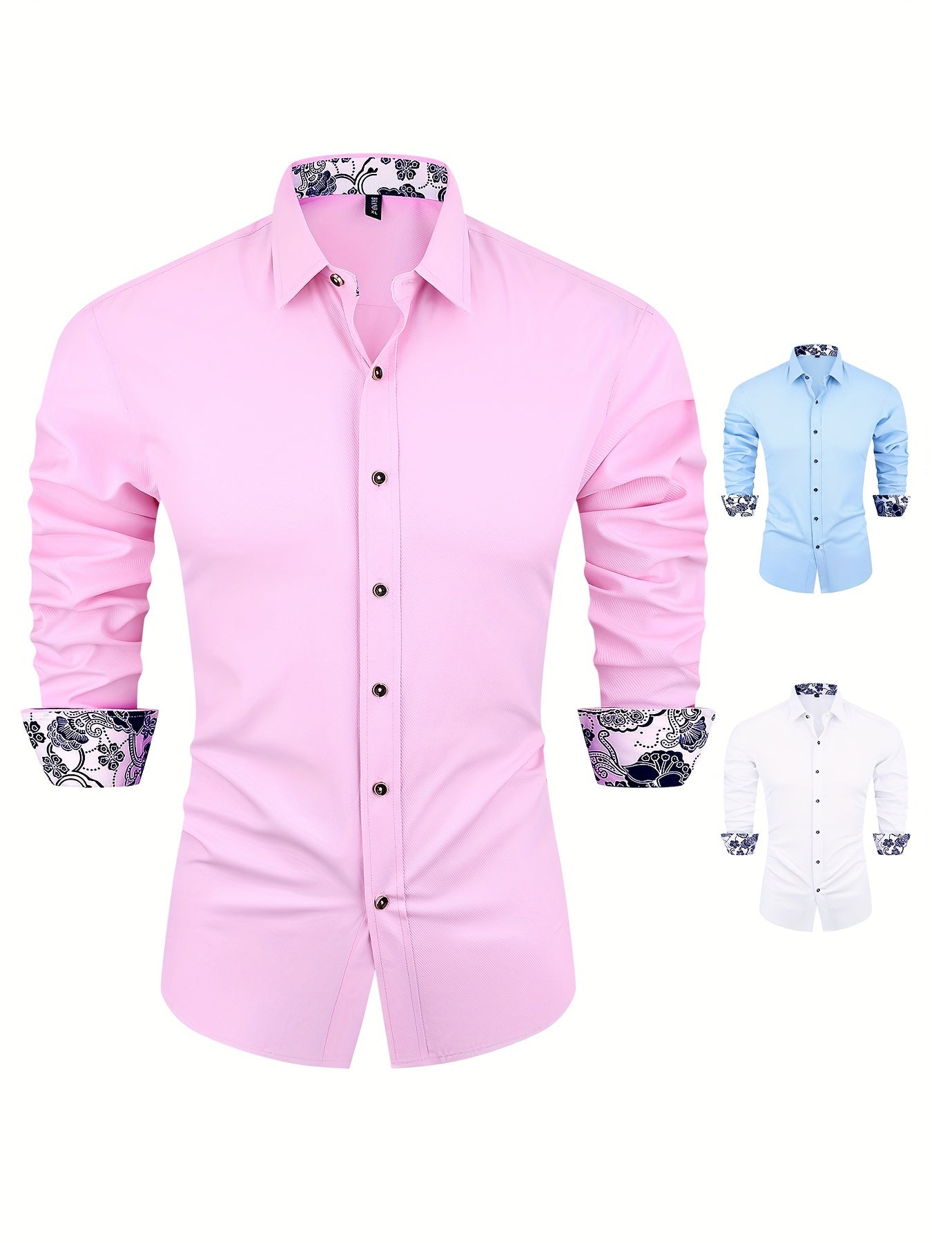 Men's Long Sleeve Tuxedo Shirt for Spring & Autumn Men's Formal Shirts Luxurious Weddings