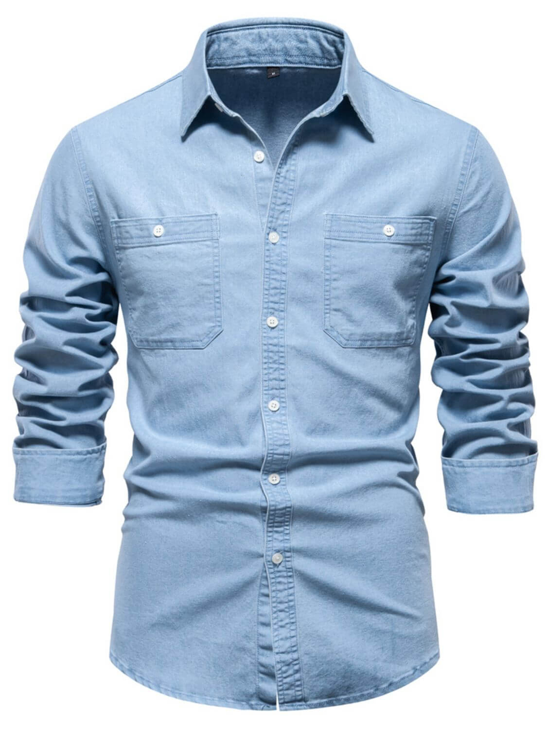 Men's Collared Neck Long Sleeve Denim Shirt Men's Shirts Luxurious Weddings