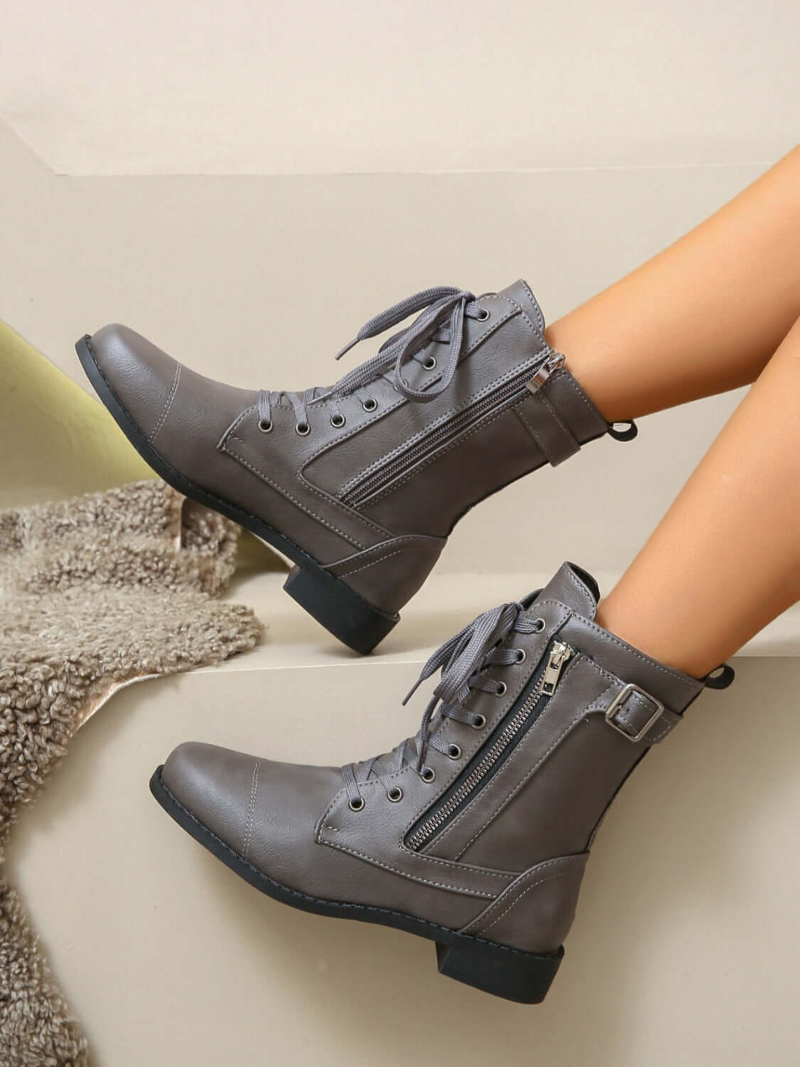 PU Leather Lace-Up Boots boots Luxurious Weddings