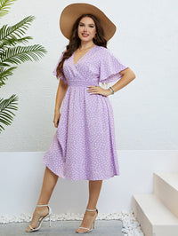 Honey Plus Size Printed Smocked Waist Surplice Dress Plus size dress Luxurious Weddings