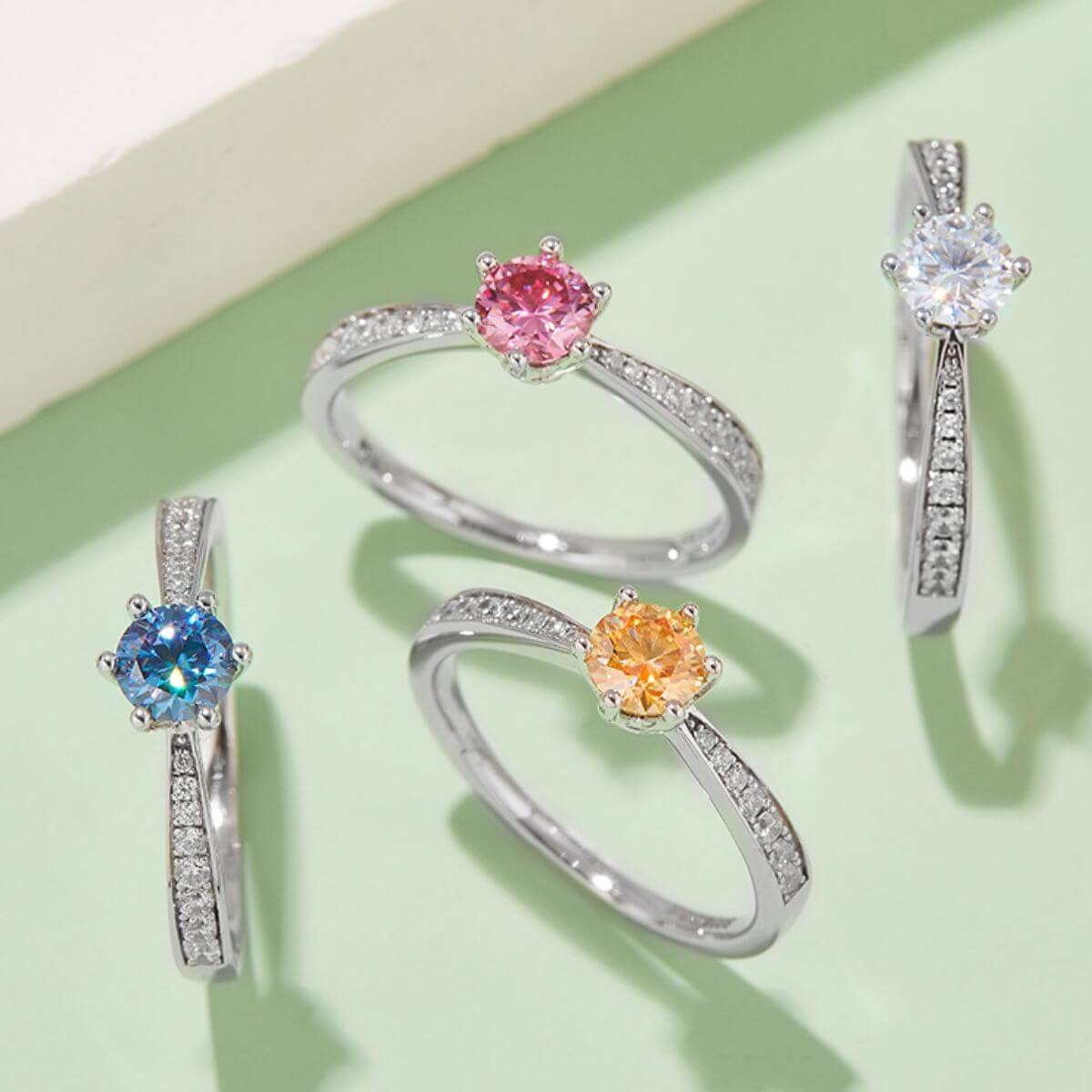 Moissanite 925 Sterling Silver Ring Jewelry Luxurious Weddings