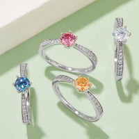 Moissanite 925 Sterling Silver Ring Jewelry Luxurious Weddings