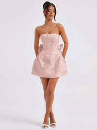 Lace-Up Sleeveless Satin Mini Dress with Bow cocktail dress Luxurious Weddings
