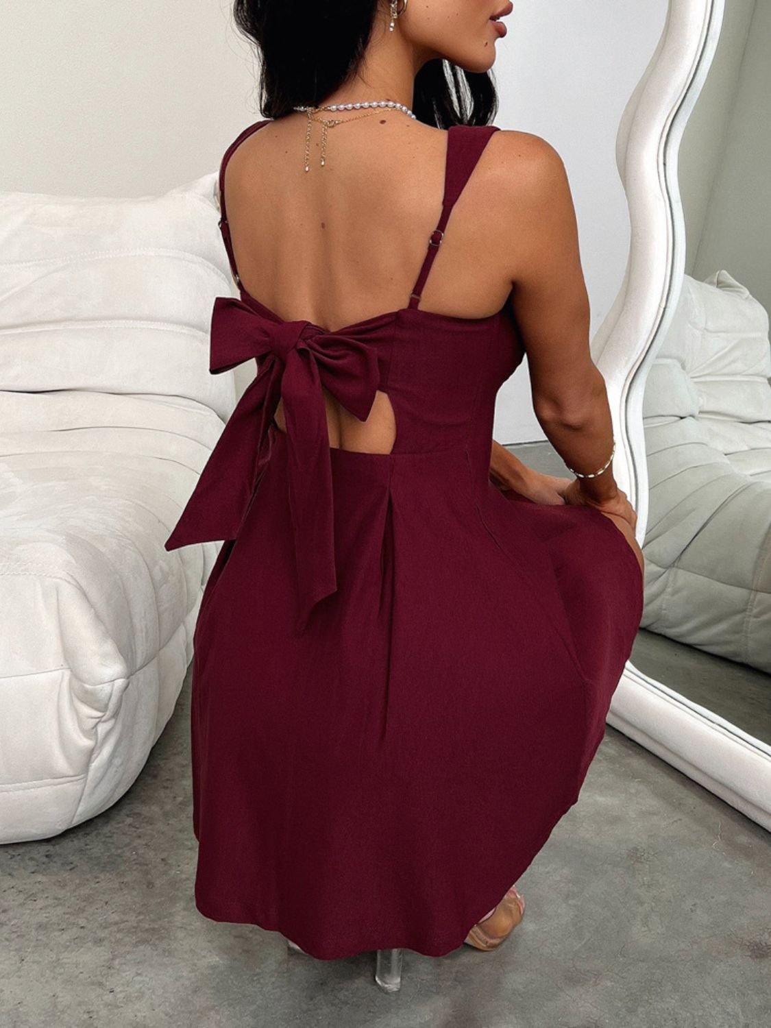 Devine Bow Back Square Neck Mini Dress Mini dress Luxurious Weddings