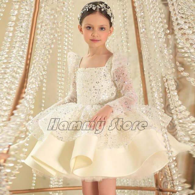 Girls' Sequined Princess Dress Bow Knot girls dress Luxurious Weddings