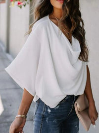 Full Size Ruched Three-Quarter Sleeve Blouse Plus Size Blouse Luxurious Weddings