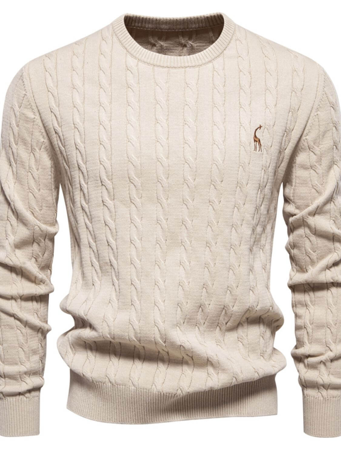 Men's Cable-Knit Round Neck Long Sleeve Sweater Sweatshirts Luxurious Weddings