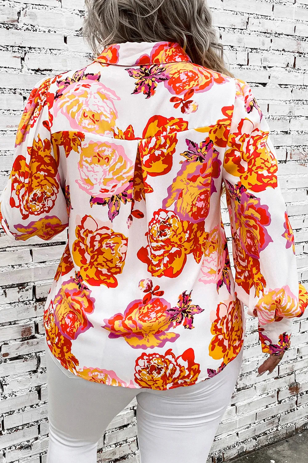Plus Size Printed Long Sleeve Shirt Plus size blouse Luxurious Weddings