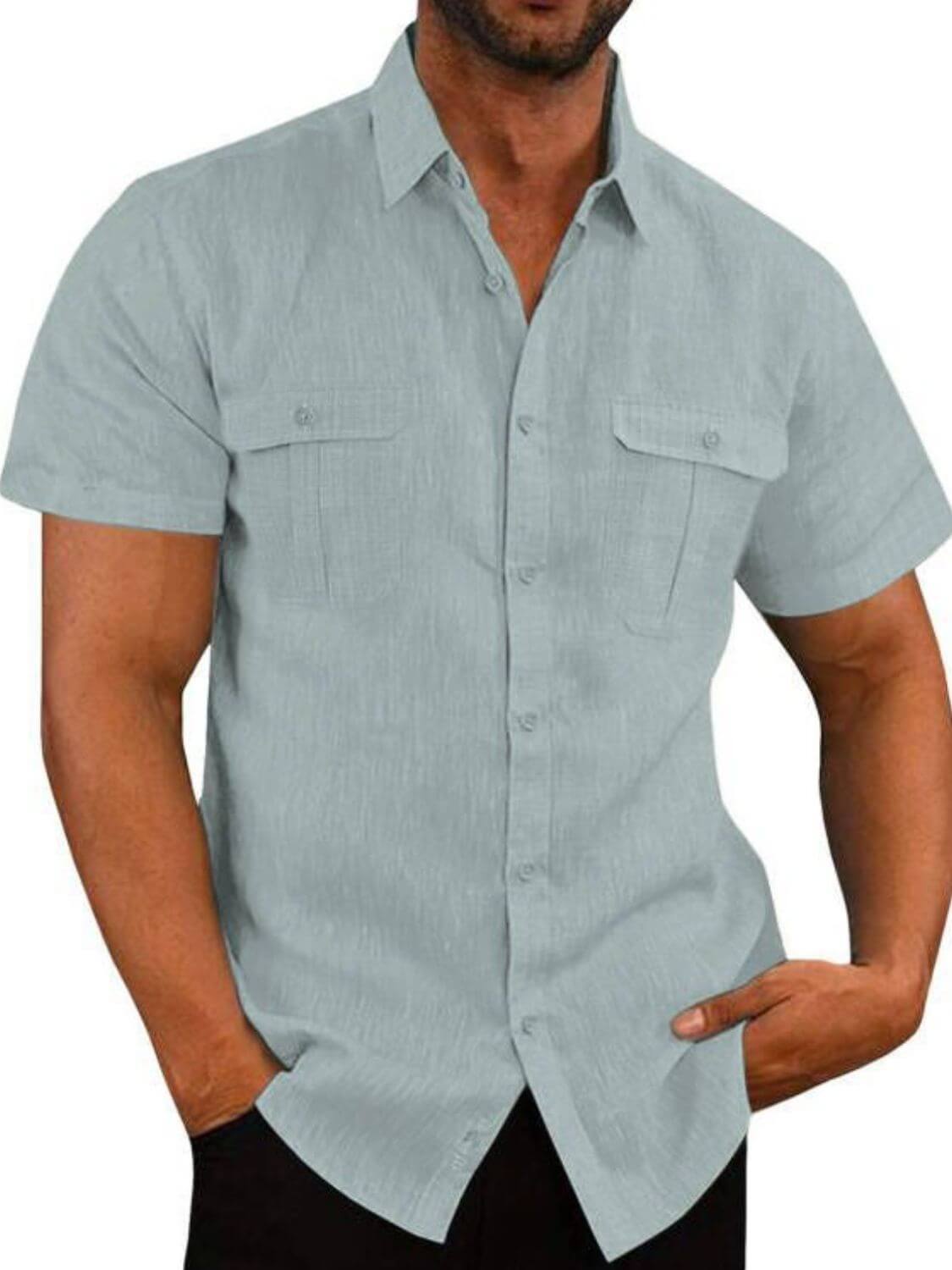 Men's Plus Size Collared Neck Short Sleeve Shirt Men’s shirts Luxurious Weddings