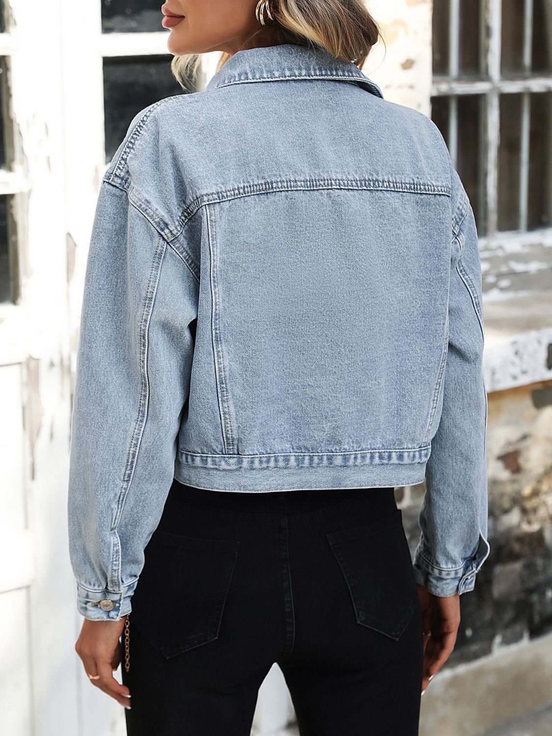 Button Up Denim Jacket with Chest Pockets Denim jacket Luxurious Weddings