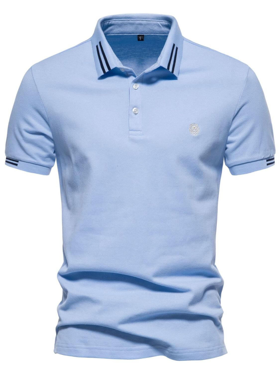 Men's Embroidered Striped Short Sleeve Polo Men's Polos Luxurious Weddings
