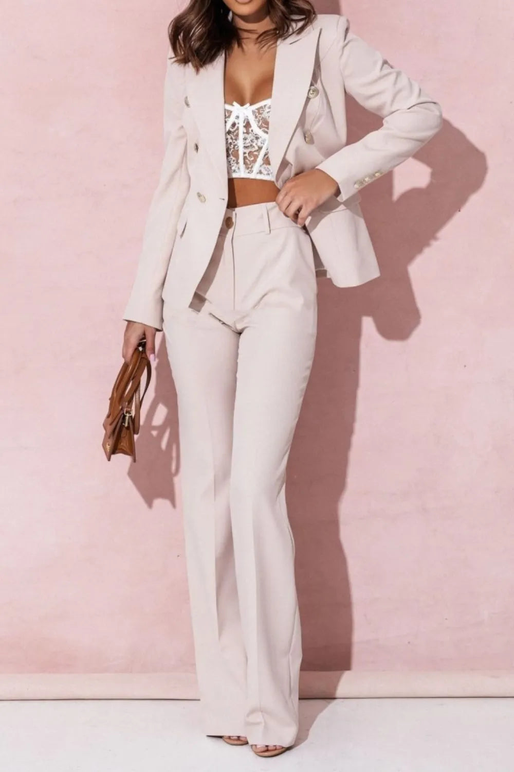 Full Size Lapel Collar Long Sleeve Blazer and Pants Set Plus Size suit sets women Luxurious Weddings