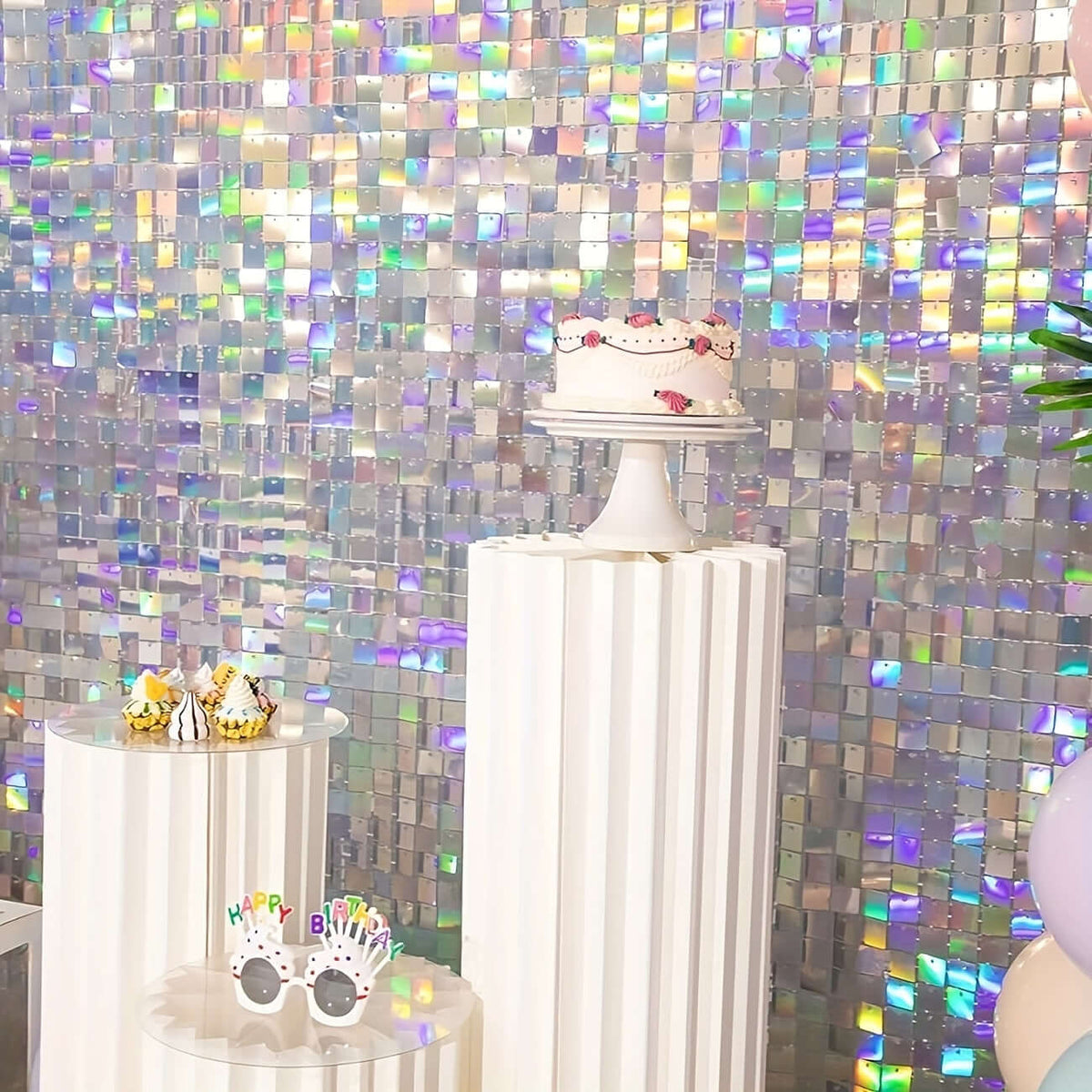 24pcs Silver Sequin Backdrop Panels for Events Backdrop Luxurious Weddings