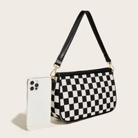 All-Match Black & White Checkerboard Underarm Bag