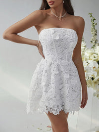 Devine Lace-Up Tube Lace Mini Dress Mini Dress Luxurious Weddings