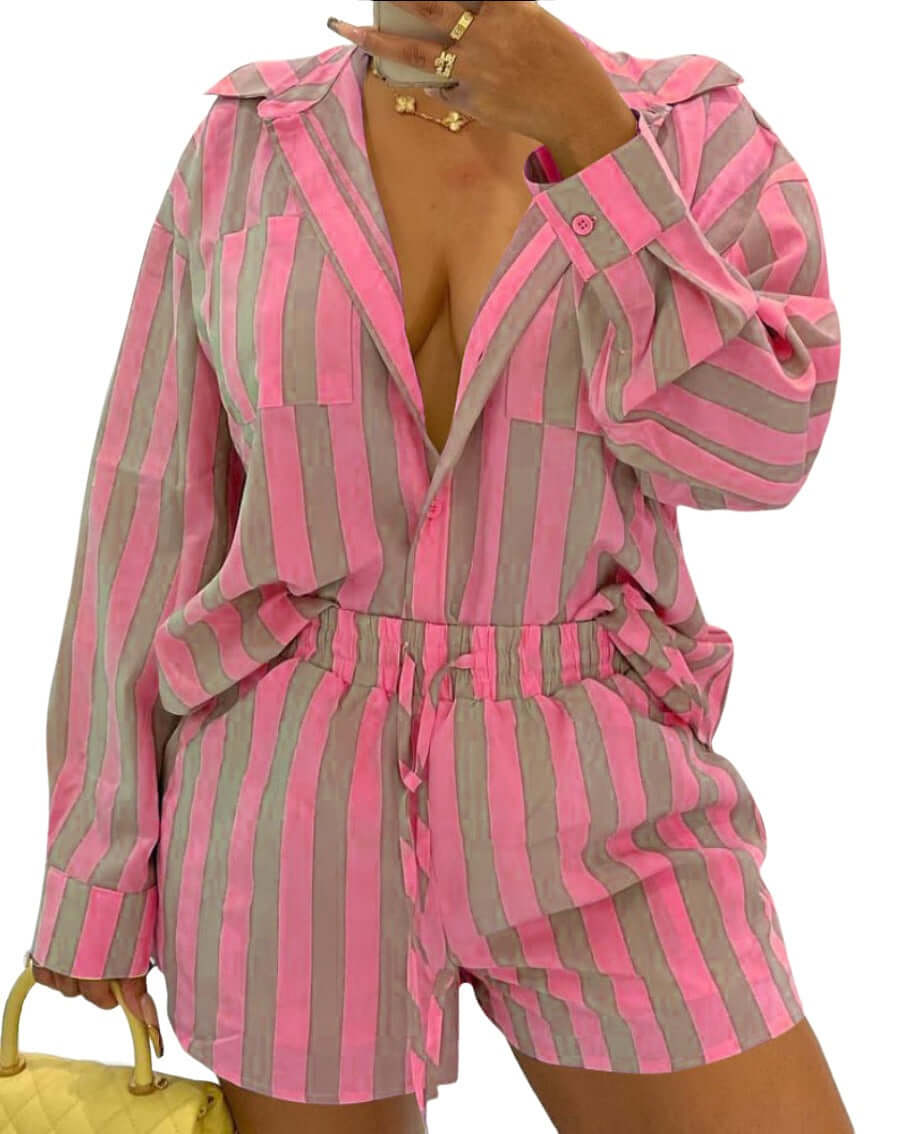 Women's Long sleeved Shirt & shorts 2pc Set Outfit sets Luxurious Weddings