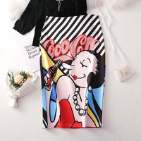 Women's Pencil Skirt Mickey Mouse Print High Waist Women's Skirt Luxurious Weddings