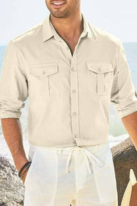 Men's Plus Size Button Down Collared Neck Long Sleeve Shirt shirts Luxurious Weddings