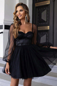 Sweetheart Neck Balloon Sleeve Mini Dress Mini Dress Luxurious Weddings
