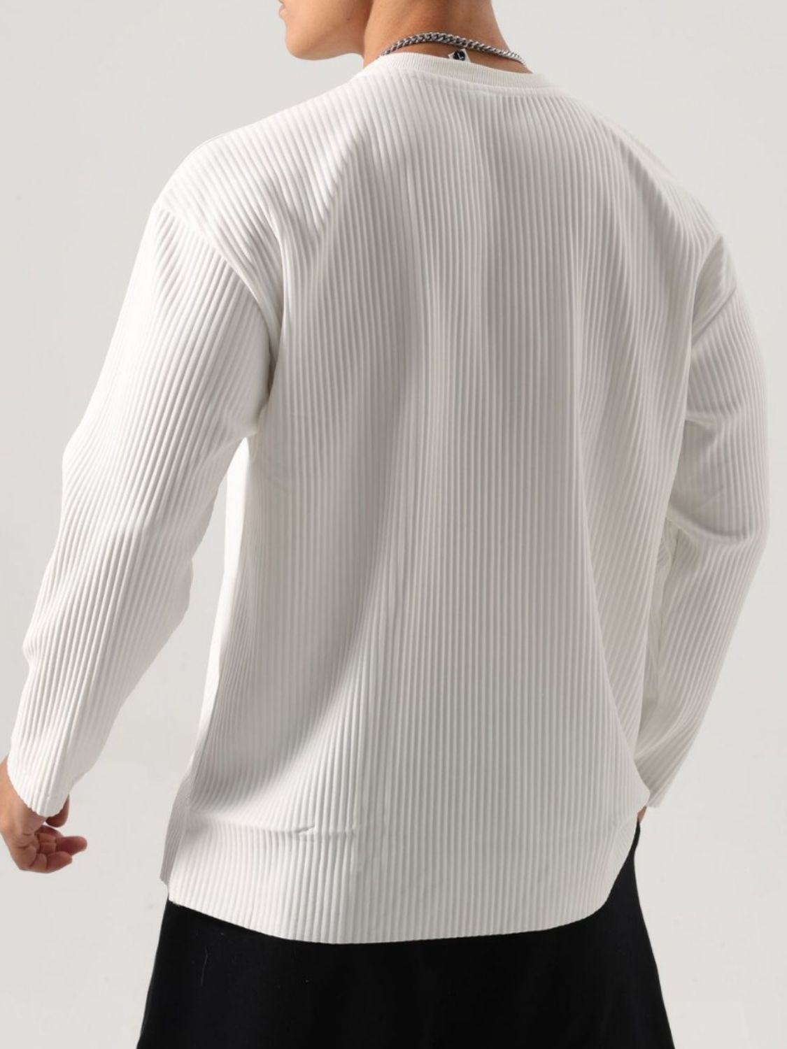 Men's Plus Size Notched Long Sleeve Top Long sleeved Luxurious Weddings
