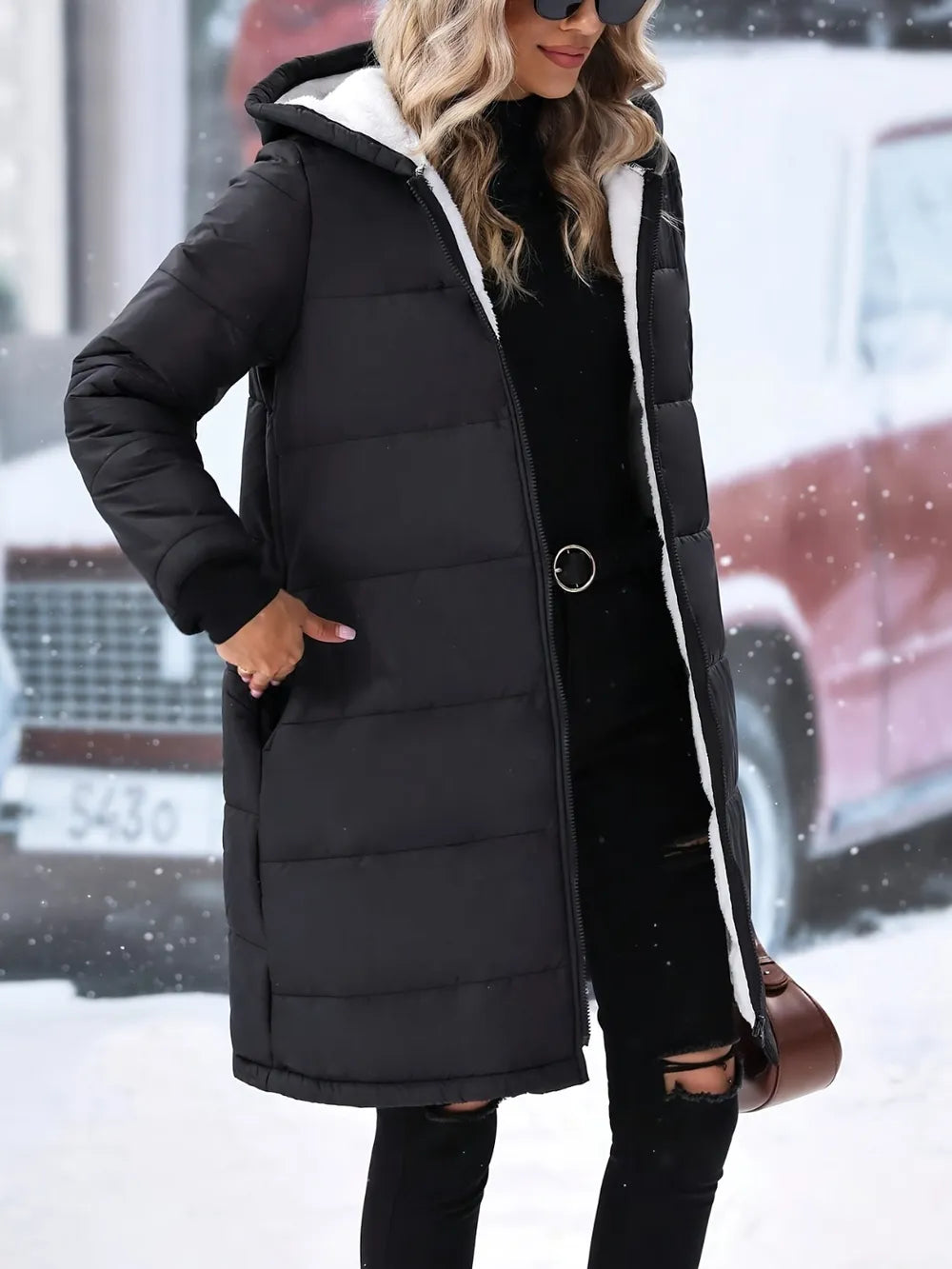 Plus Size Zip Up Hooded Winter Coat Plus size coat Luxurious Weddings