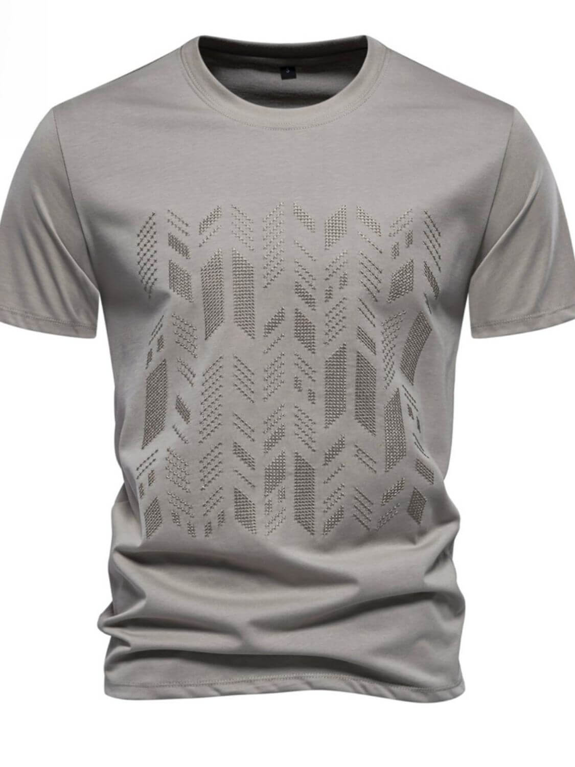 Men's Round Neck Geometric Embroidered T-Shirt Men's Tshirts Luxurious Weddings