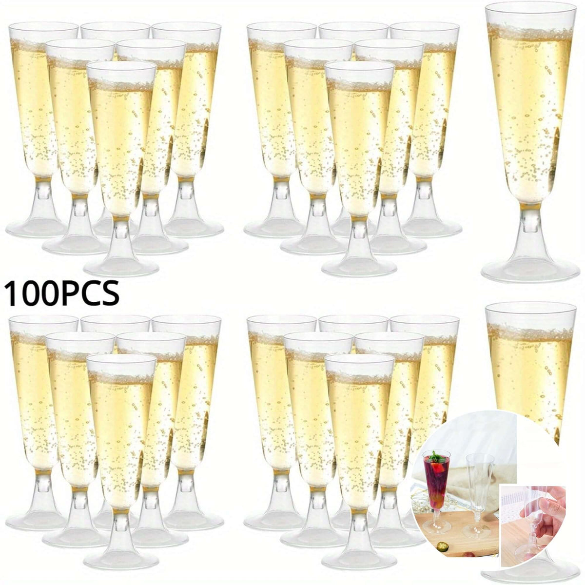 100pcs Premium Plastic Beverage Glass Set Glassware Luxurious Weddings