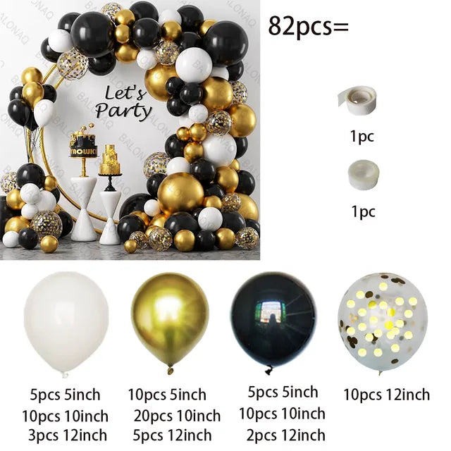 82Pcs White Gold Balloon Set Garland Arch Balloon Garlands Luxurious Weddings