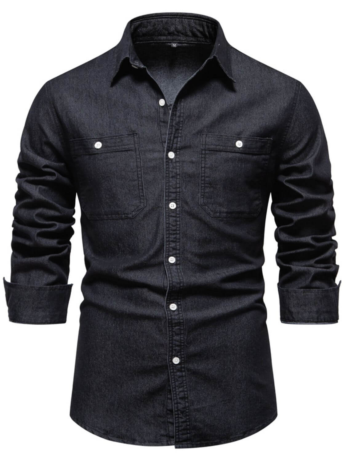 Men's Collared Neck Long Sleeve Denim Shirt Men's Shirts Luxurious Weddings