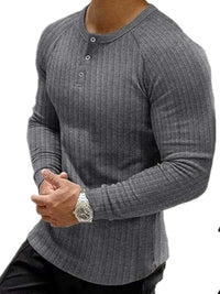 Men's Full Size Ribbed Round Neck Long Sleeve T-Shirt Plus Size Tshirts Luxurious Weddings