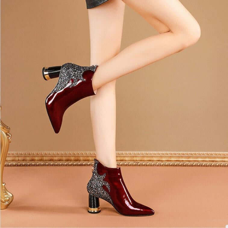 Point Toe Block Heel Ankle Boots boots Luxurious Weddings