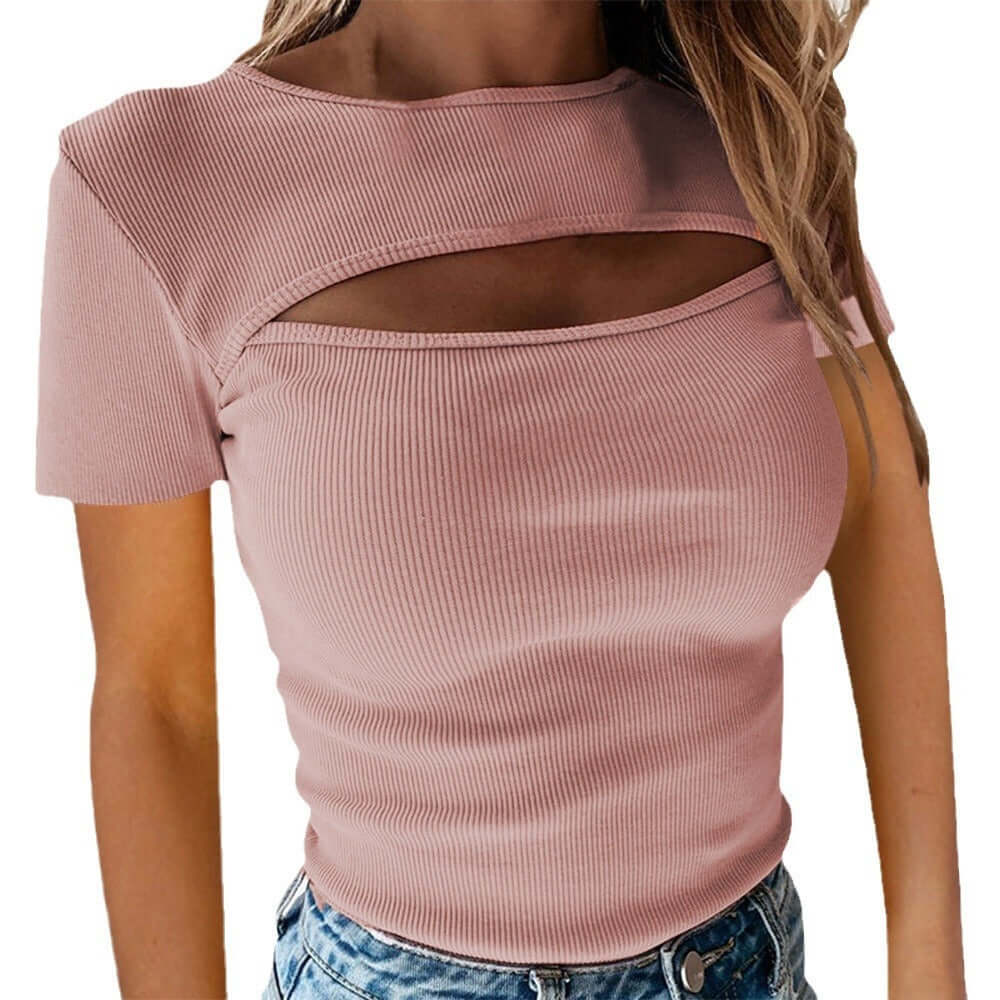 Short Sleeved ribbed top T-shirt Women's Tshirt Luxurious Weddings