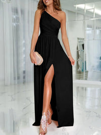 One-Shoulder High Slit Dress Maxi dress Luxurious Weddings