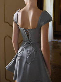 Devine Lace-Up Sweetheart Neck Cap Sleeve Mini Dress Mini dress Luxurious Weddings