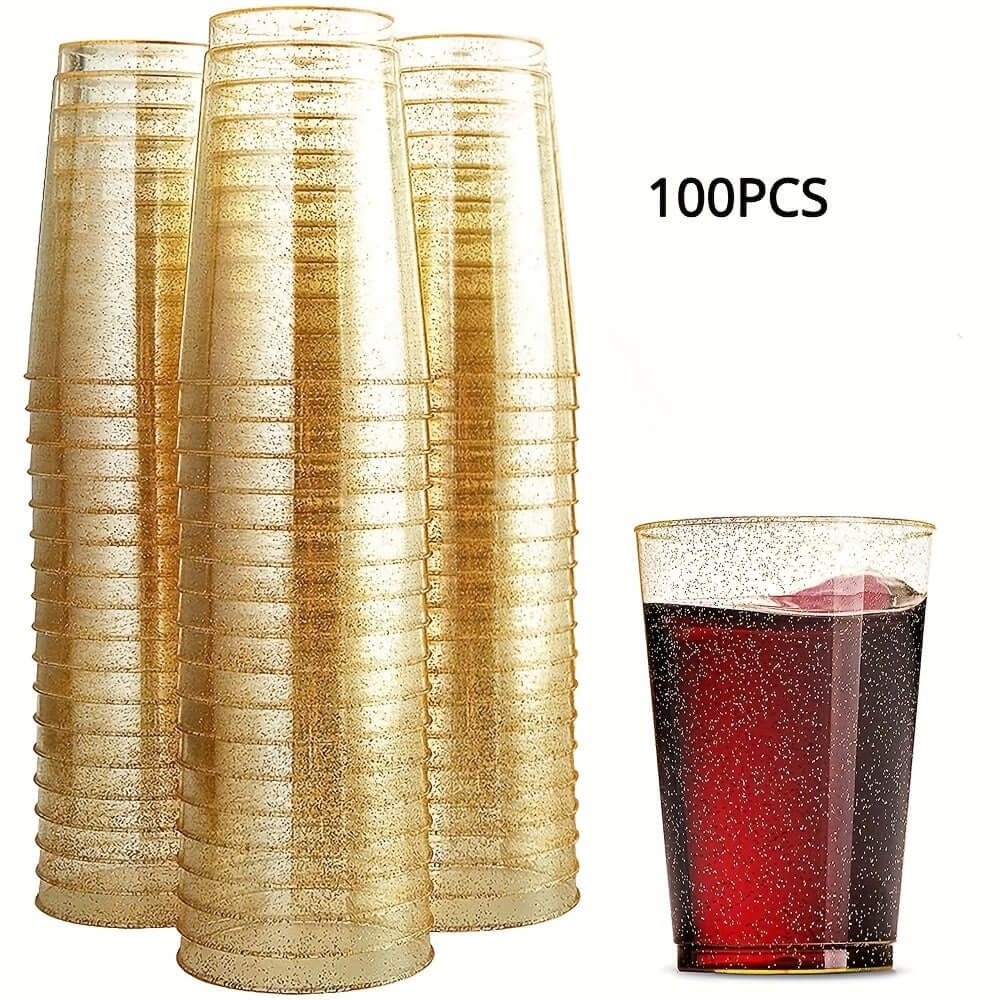 100 Disposable Plastic Champagne Glasses for Events Cups Luxurious Weddings