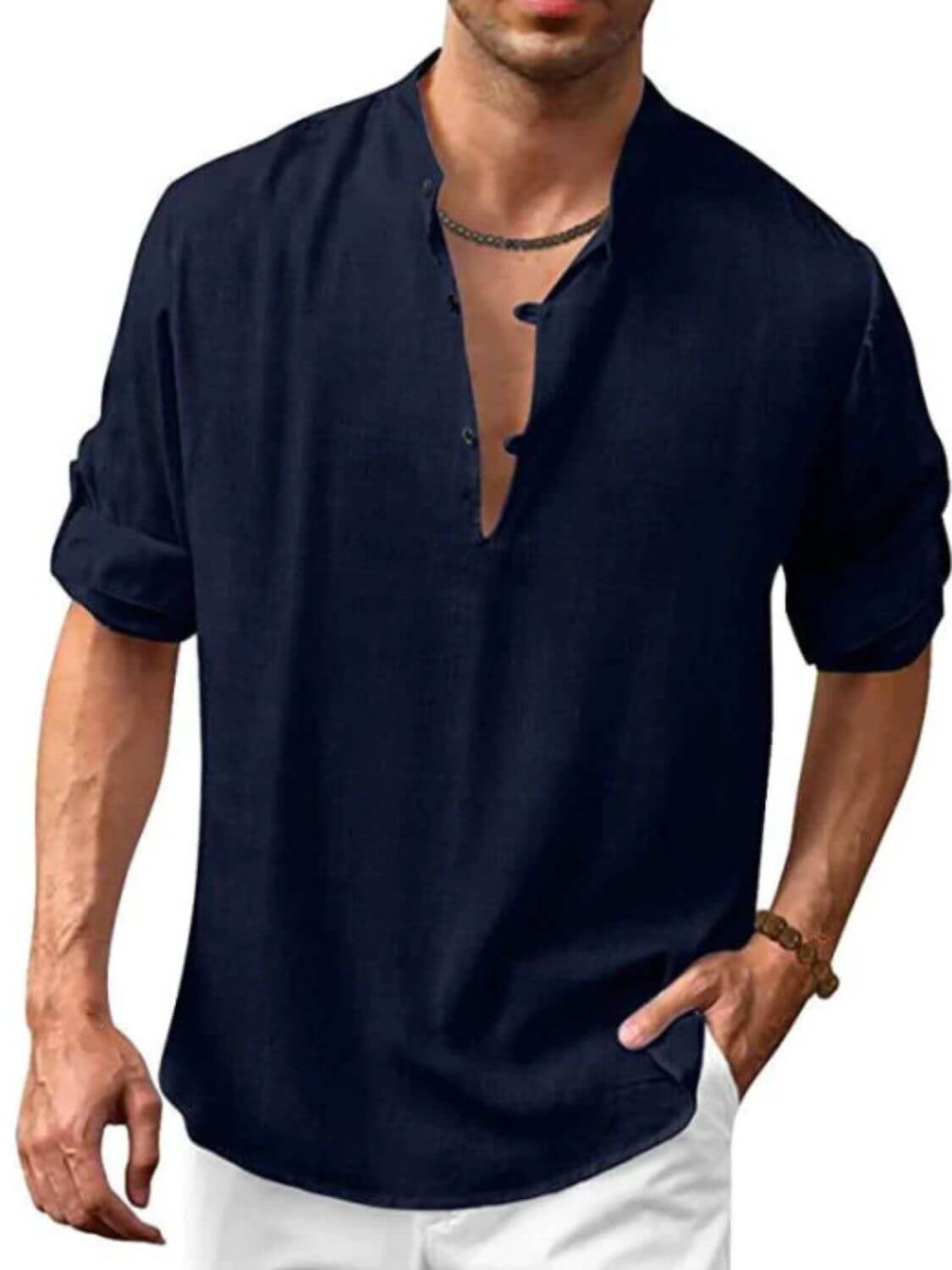 Men's Full Size Half Button Long Sleeve Shirt Plus Size shirts Luxurious Weddings