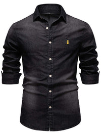 Men's Button Down Collared Neck Denim Shirt Men's Shirts Luxurious Weddings