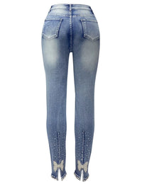 Rhinestone Butterfly Jeans with Pockets jeans Luxurious Weddings