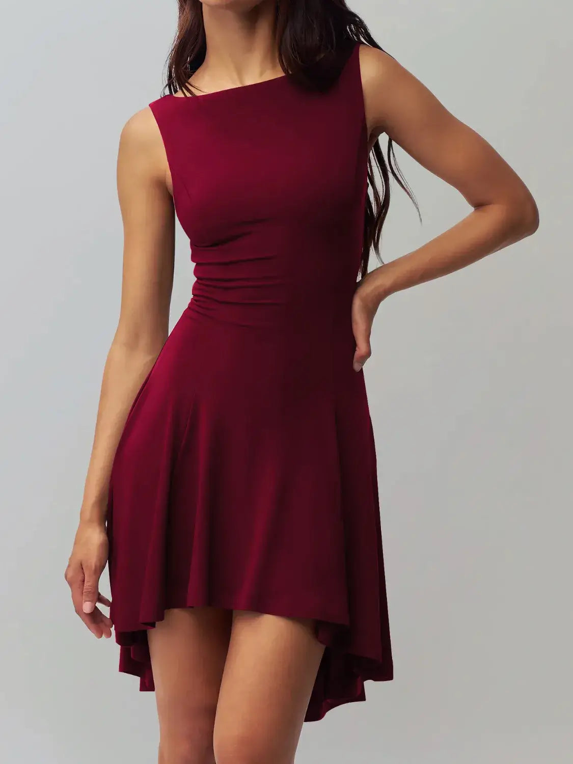 High-Low Round Neck Sleeveless Dress Dresses Luxurious Weddings